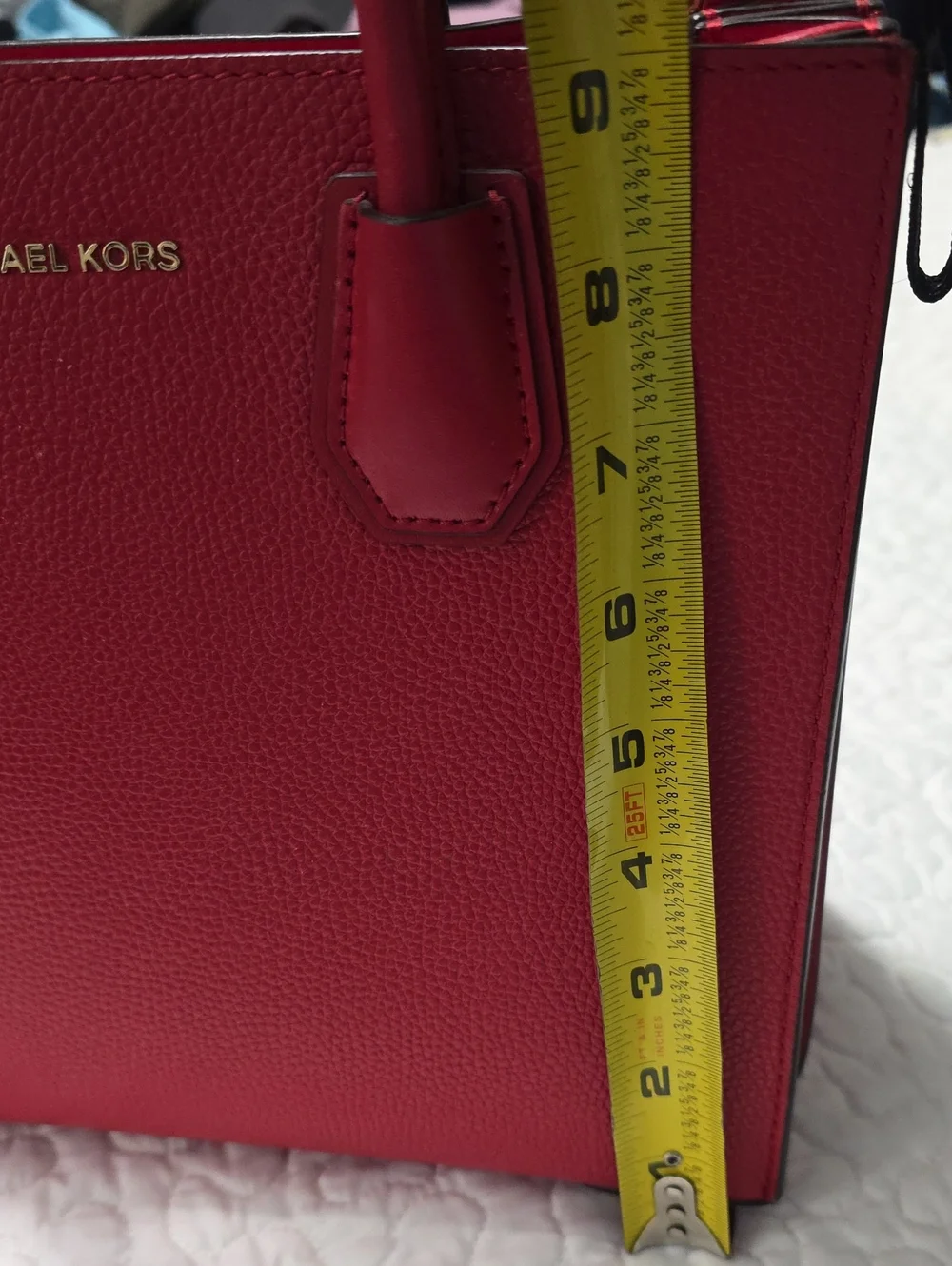 Michael Kors Red Pebbled Leather Mini Satchel with Shoulder Strap